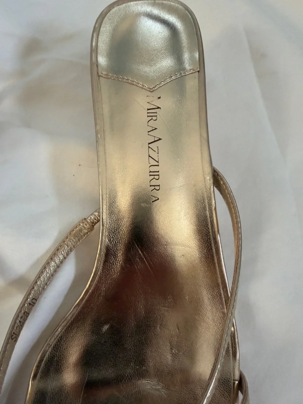 Metallic Gold Strappy Kitten Heel Sandals - Women - Picture 7 of 11